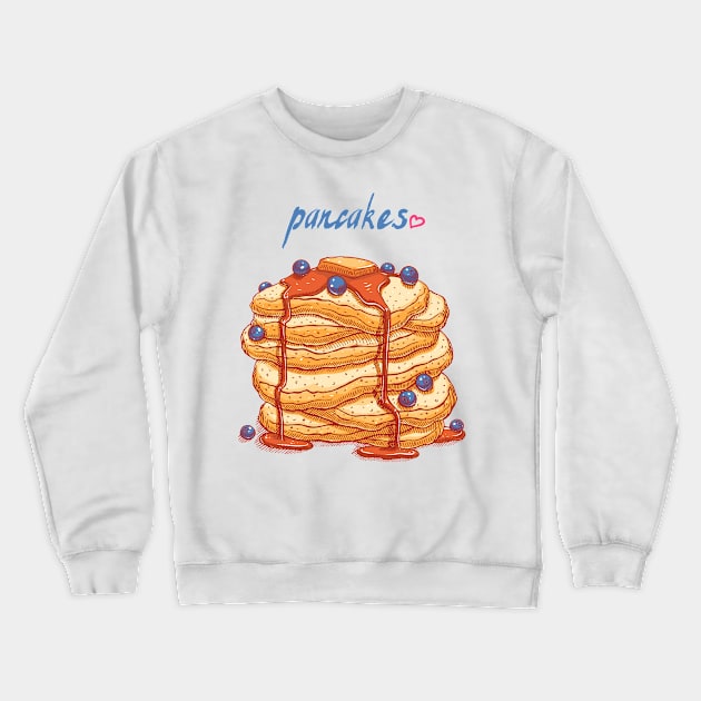 blueberries pancakes hand drawn Crewneck Sweatshirt by Mako Design 